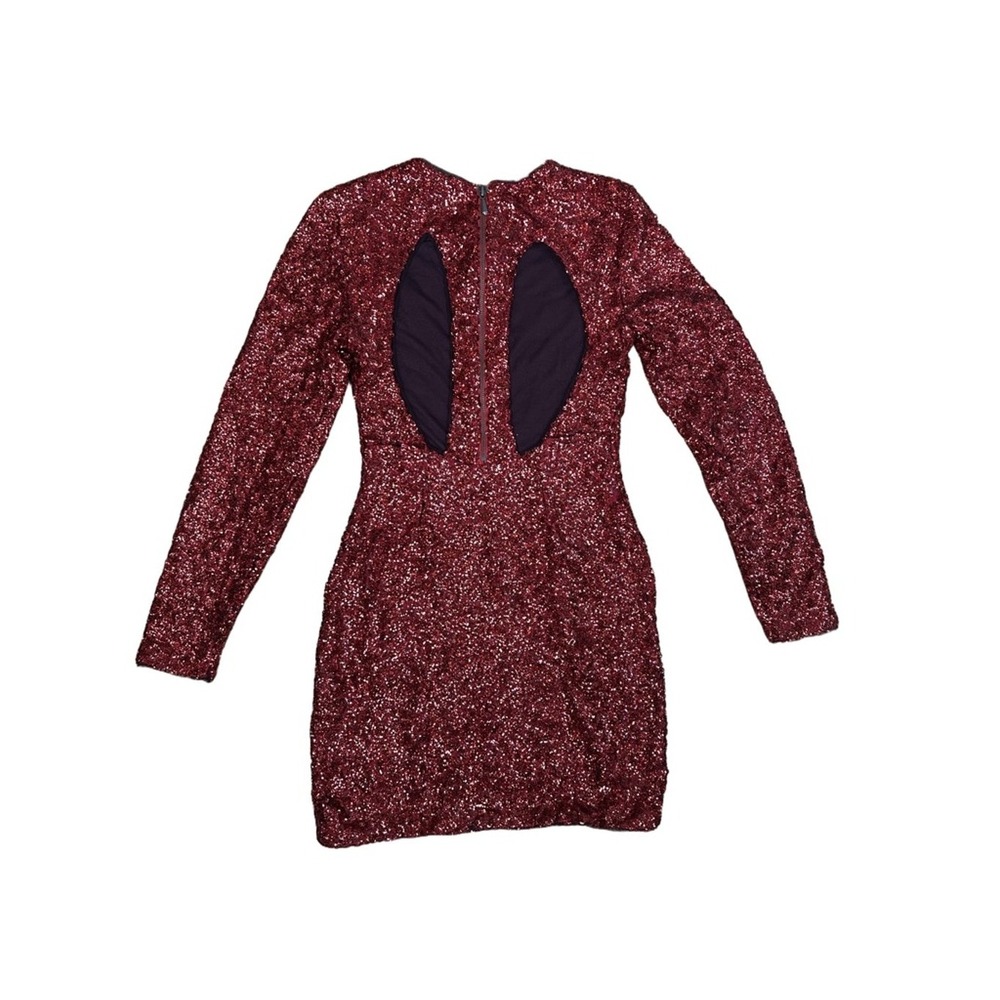Kimchi Blue URban Outfitter NWT Red Sequin Long Sleeve Mini Dress SMALL - Picture 2 of 8